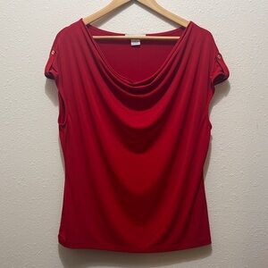 Liz Claiborne Elegant Red Women's Drape Neck Top, Size L